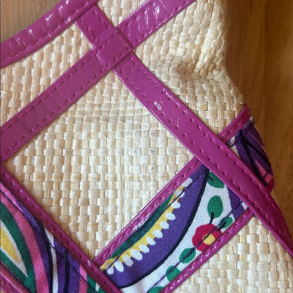 Vera Bradley Purse Viva La Vera Retired Rattan Straw Hobo Shoulder Bag Pink - Picture 14 of 16